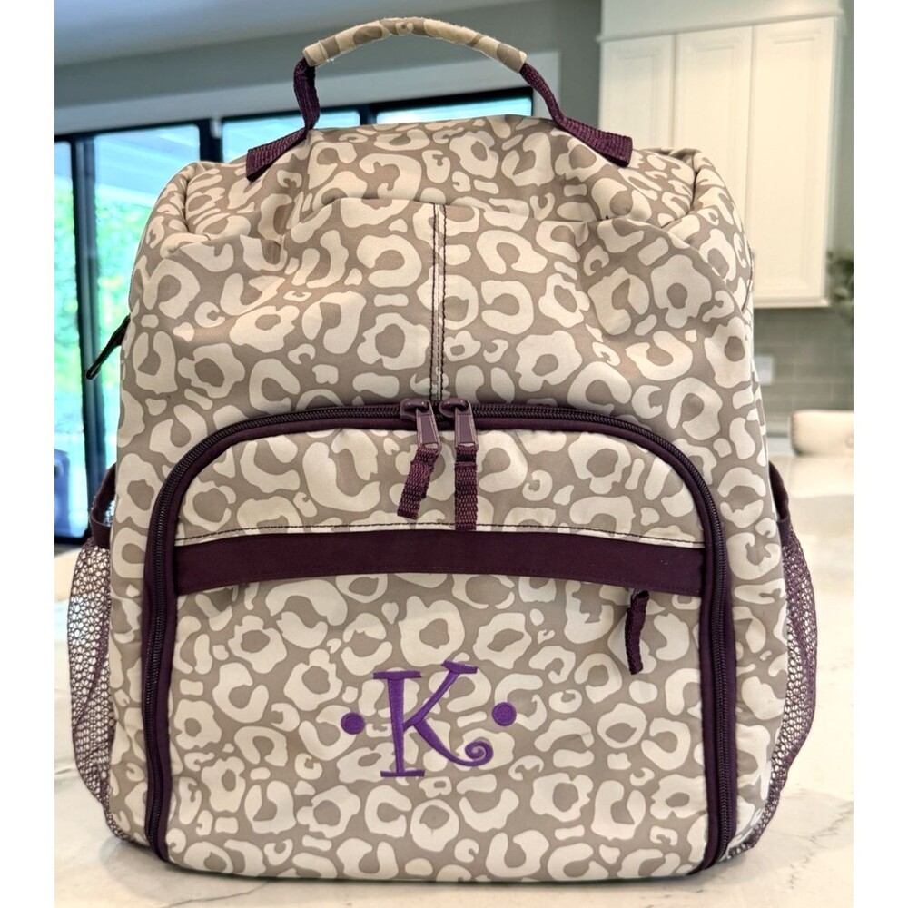 Thirty-One Animal Print Sling Backpack Organizer Bag with Removable Dividers "K"